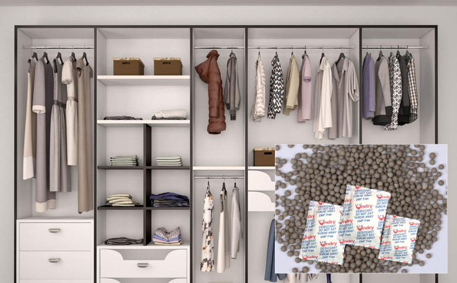 Use dehumidifying package to prevent moisture for clothes